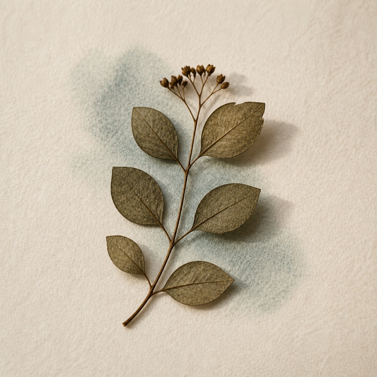 Pressed botanical keepsake on warm notebook paper